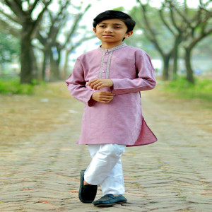 Lucite Green Cotton Printed & Embroidered Panjabi for Boys